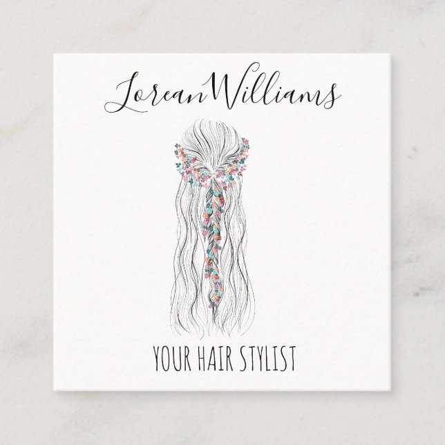 Simple Boho Wedding Hair Stylist Romantische Blume Terminkarte (Vorderseite)