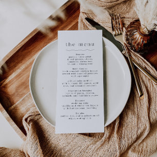 Simple Boho Wedding Reception Menu Menükarte
