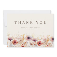 Simple Boho Wildblume Beige Vielen Dank Karte