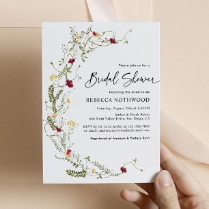 Simple Boho Wreath Wildblume Brautparty Einladung