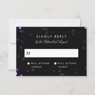 Simple Bokeh Glam Black & Pink Wedding RSVP