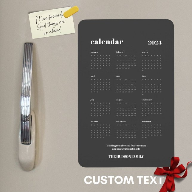 SImple Bold 2024 Dark Gray Calendar Magnet (Von Creator hochgeladen)