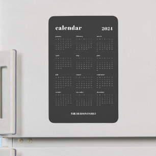 SImple Bold 2024 Dark Gray Calendar Magnet
