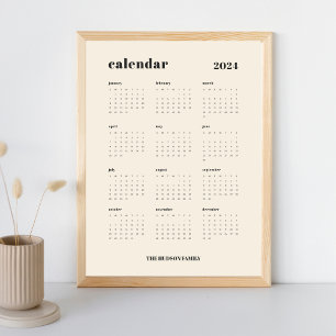 SImple Bold   Creme und Black 2024 Kalender Poster
