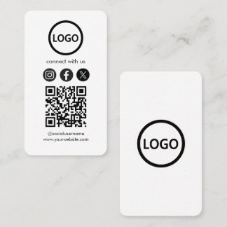 Simple Bold Custom Card Social Media QR Code Visitenkarte