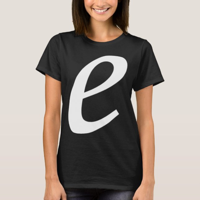 Simple Bold Large White Italic Script Lower Case e T-Shirt (Vorderseite)