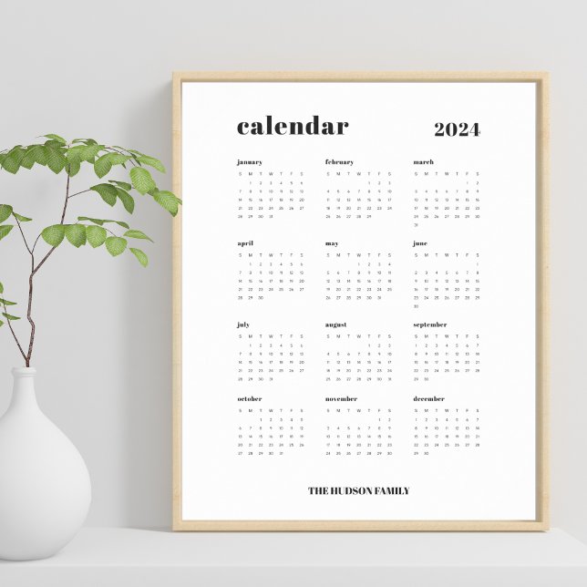 SImple Bold | Schwarz-Weiß-Kalender 2024 Poster (Von Creator hochgeladen)