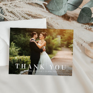 simple bold text wedding thank you card postkarte