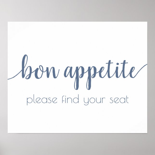 Simple Bon Appetit | Dusty Blue Any Event Sign Poster (Vorne)