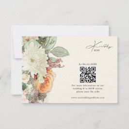 Simple Botanical Floral Eucalyptus Roses Wedding RSVP Karte