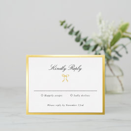 Simple Bow Classic Wedding Foil RSVP Card Folie Einladungspostkarte