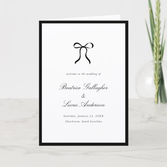 Simple Bow Classic Wedding Programm (Vorderseite)