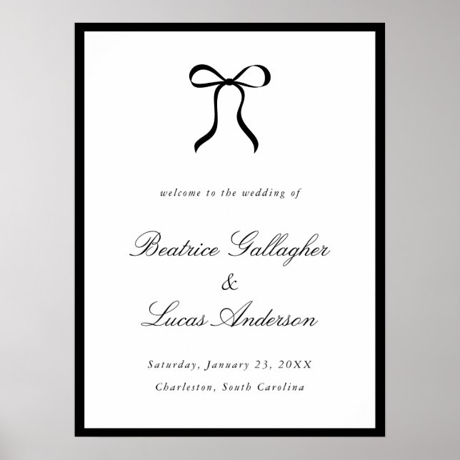 Simple Bow Classic Wedding Welcome Sign Poster (Vorne)