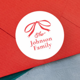 Simple Bow Weihnachtsfeiertag Runder Aufkleber