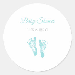 Simple Boy Baby Shower Wertvoll Blue Footprints Runder Aufkleber