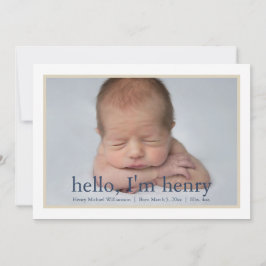 Simple Boy Blue Tan Foto Geburtserklärung Ankündigung