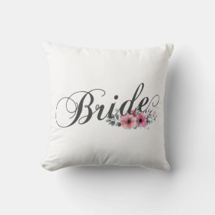 Simple Bride Floral Calligraphy   Kissen