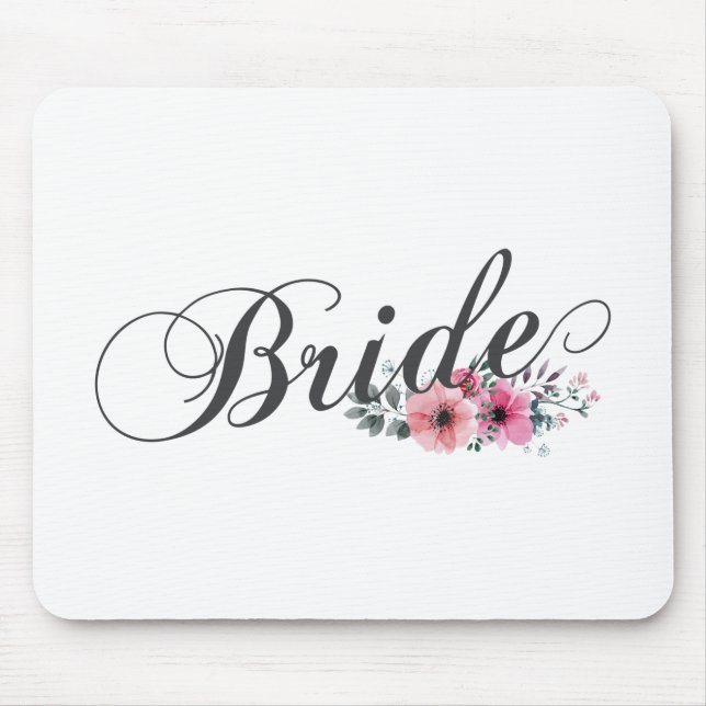 Simple Bride Floral Calligraphy | Mousepad (Vorne)