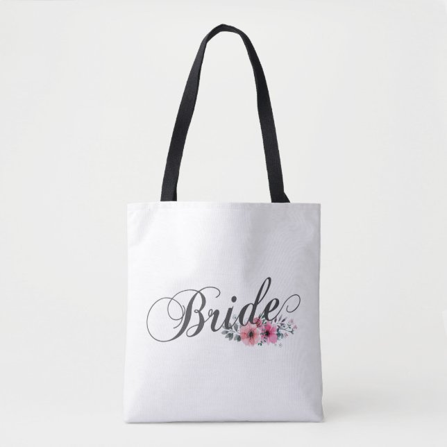 Simple Bride Floral Calligraphy | Tragetasche (Vorderseite)