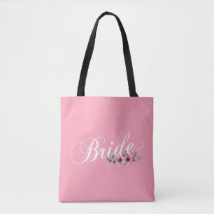 Simple Bride Floral Calligraphy   Tragetasche