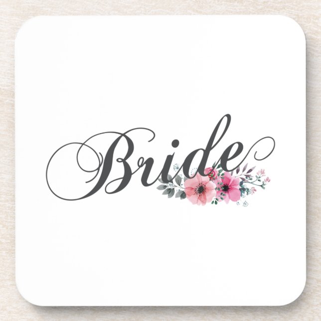 Simple Bride Floral Calligraphy | UNTERSETZER (Vorderseite)