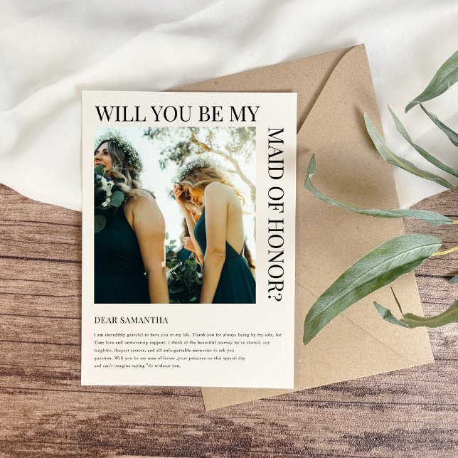 Simple Bridesmaid Proposal Photo Card  Einladung (Von Creator hochgeladen)