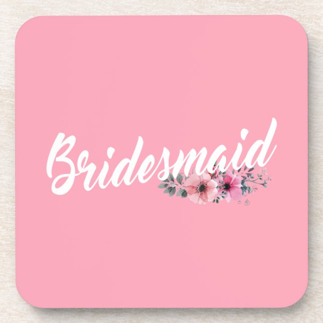 Simple Bridesmaid Wedding Calligraphy | UNTERSETZE Getränkeuntersetzer (Vorderseite)