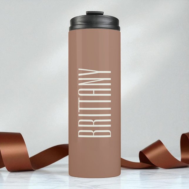 Simple Brown Bridesmaid Individuelle Name Minimali Thermosbecher (Simple Brown Bridesmaid Custom Name Minimalist Thermal Tumbler)