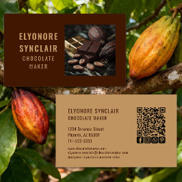 Simple Brown Chocolate Maker Photo Social QR Code  Visitenkarte