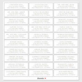 Simple Brown Serif Wedding Guest Address Labels