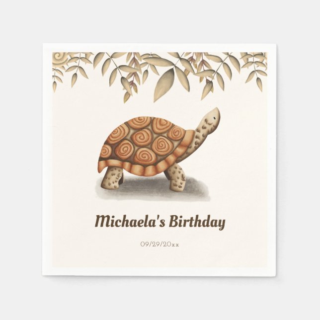 Simple Brown Tortoise Geburtstagsparty Serviette (Vorderseite)