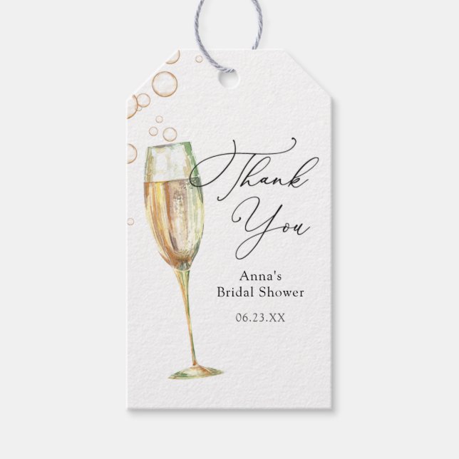 Simple Bubbly Champagne Danke Brautparty Geschenkanhänger (Vorderseite)