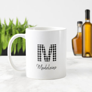 🖤 Simple Buffalo Kariert Monogram Kaffeetasse