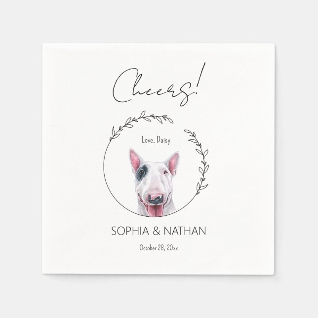 Simple Bull Terrier Dog Wedding Cocktail Serviette (Vorderseite)