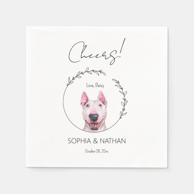 Simple Bull Terrier Dog Wedding Cocktail Serviette (Vorderseite)