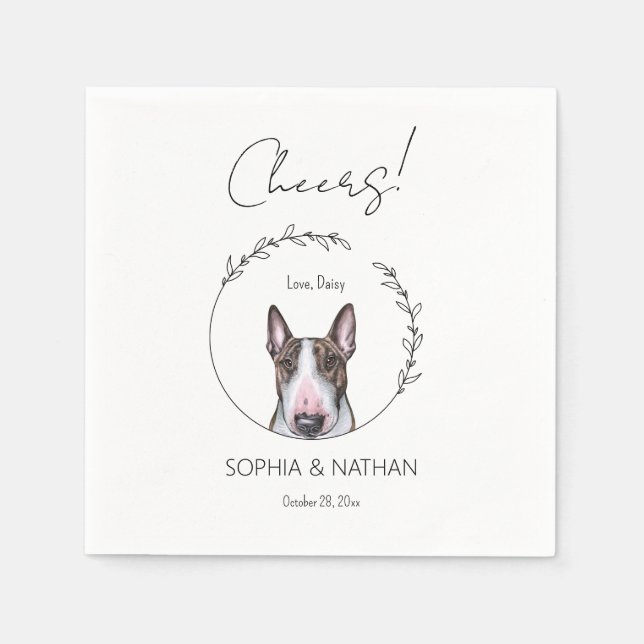 Simple Bull Terrier Dog Wedding Cocktail Serviette (Vorderseite)