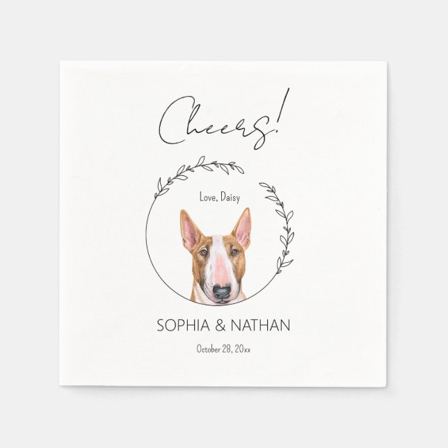 Simple Bull Terrier Dog Wedding Cocktail Serviette (Vorderseite)