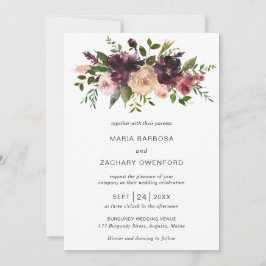 Simple Burgundy Fall Floral Elegante Hochzeit Einladung