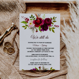 Simple Burgundy Floral Vow Renewal Einladung