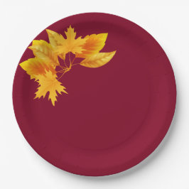Simple Burgundy Gold Greeneration Herbstfeier Pappteller