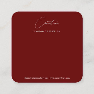 Simple Burgundy Handwritten Script Jewelry Display Quadratische Visitenkarte