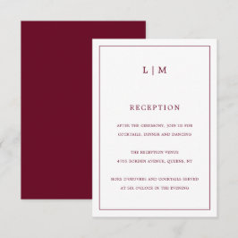 Simple Burgundy Monogram Elegant Wedding Begleitkarte