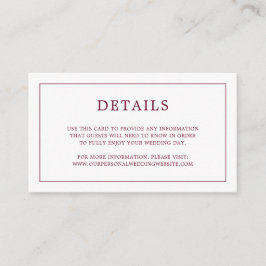 Simple Burgundy Monogram Elegant Wedding Begleitkarte