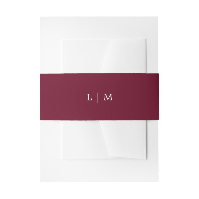 Simple Burgundy Monogram Elegant Wedding Einladungsbanderole (Vorderseite Beispiel)