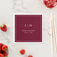 Simple Burgundy Monogram Elegant Wedding