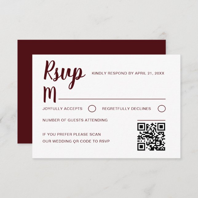 Simple Burgundy RSVP Wedding  (Vorne/Hinten)