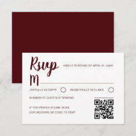 Simple Burgundy RSVP Wedding  Karte