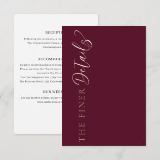 Simple Burgundy Wedding Details Begleitkarte