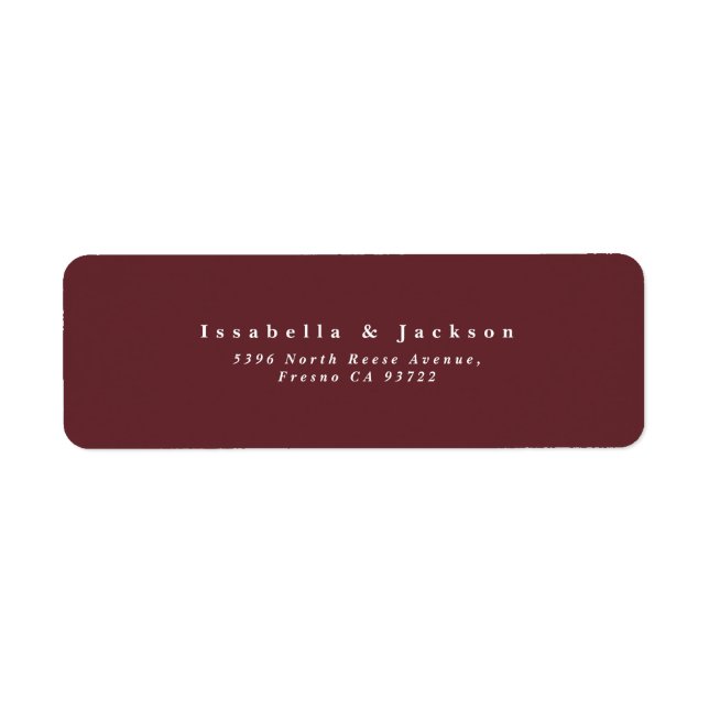 Simple Burgundy Wedding Rücksendeadresse (Vorne)