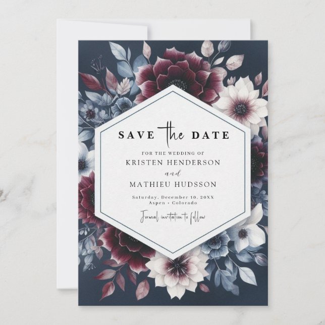 Simple Burgundy Wedding Save The Date (Vorderseite)